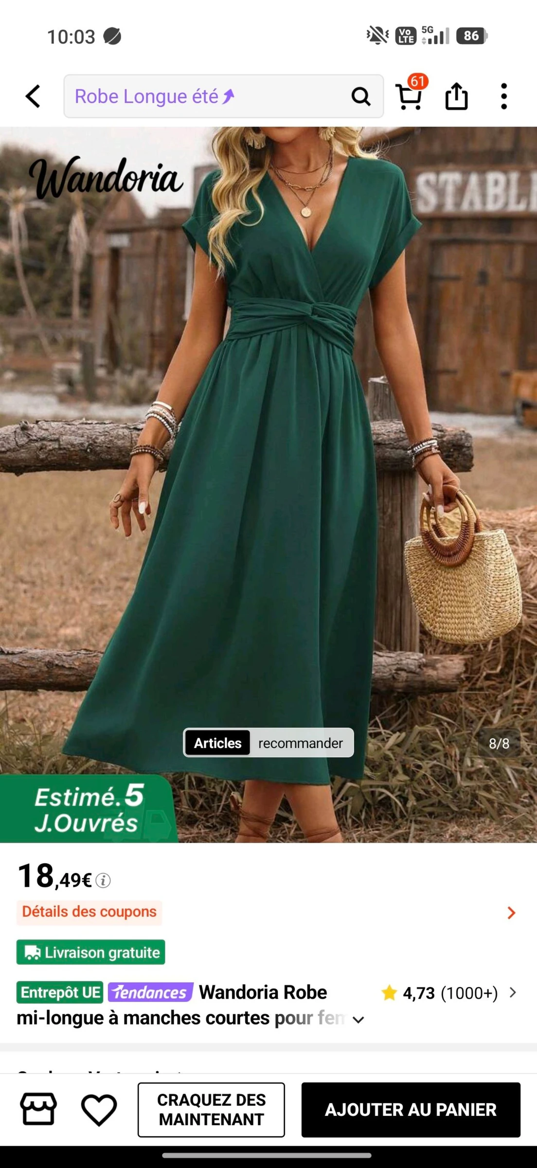 Robe longue verte sapin